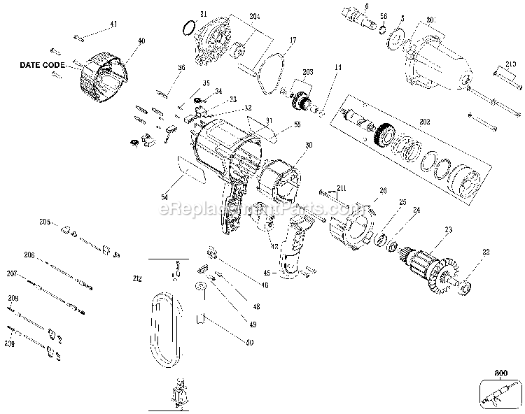 Porter Cable PCE210 (Type 1) 1/2 In Impact Wrench Power Tool Page A Diagram